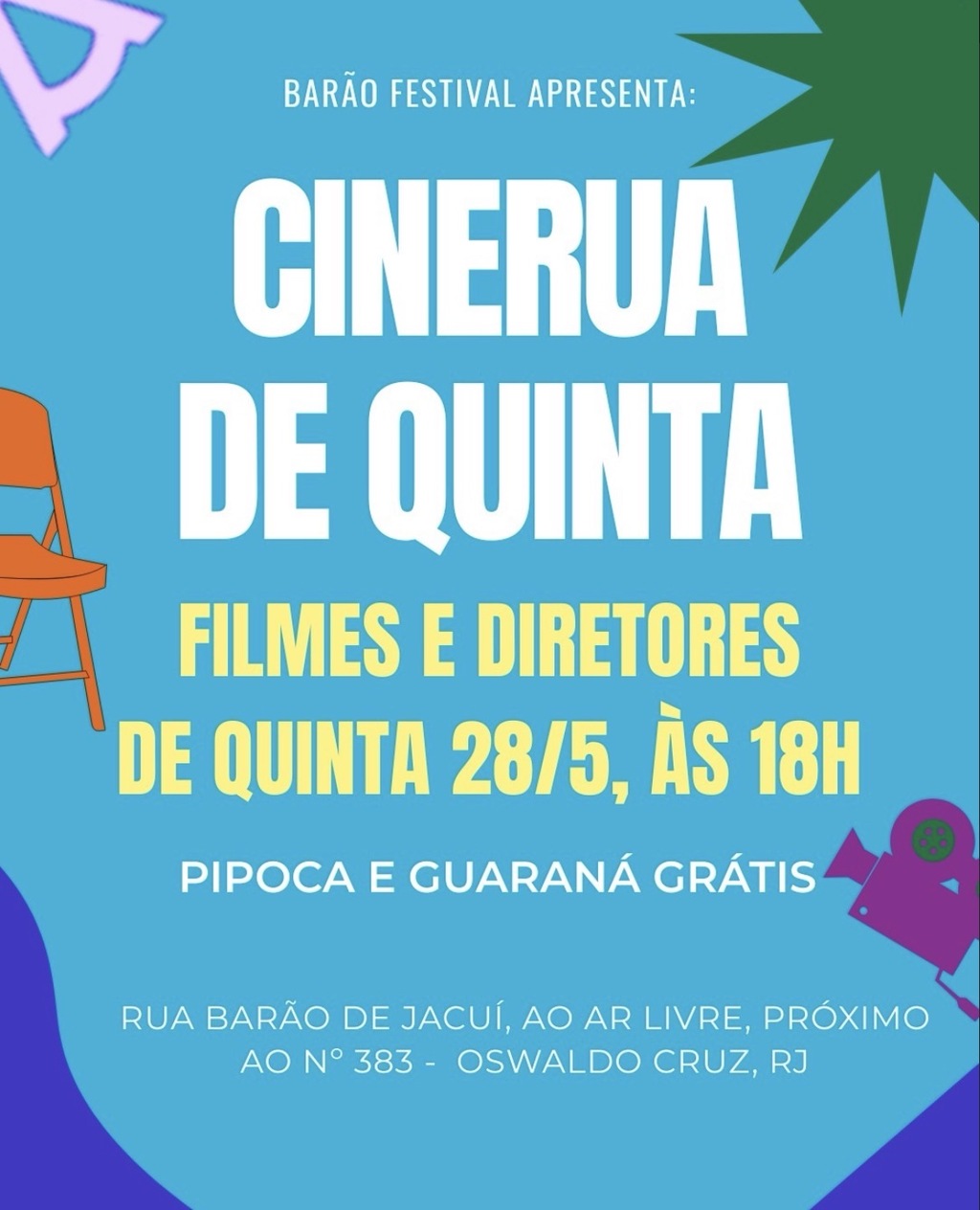 CineRua de Quinta leva cinema gratuito e debate cultural para Oswaldo Cruz